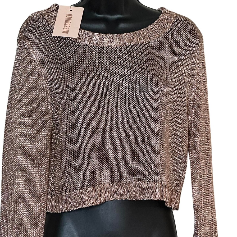 Missguided Cropped Women Medium Pink NWT Metallic Knit Going Out Top Party